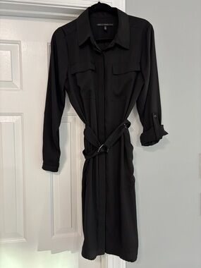 White House Black Market - Black Belted Shirt Dress - size M